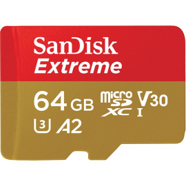 SanDisk Extreme microSDXC 64 GB A2 C10 V30 UHS-I U3 [SDSQXAH-064G-GN6AA]